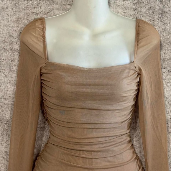 Princess Polly Mesh Ruched Bodycon Dress Size 4 - Picture 3 of 9